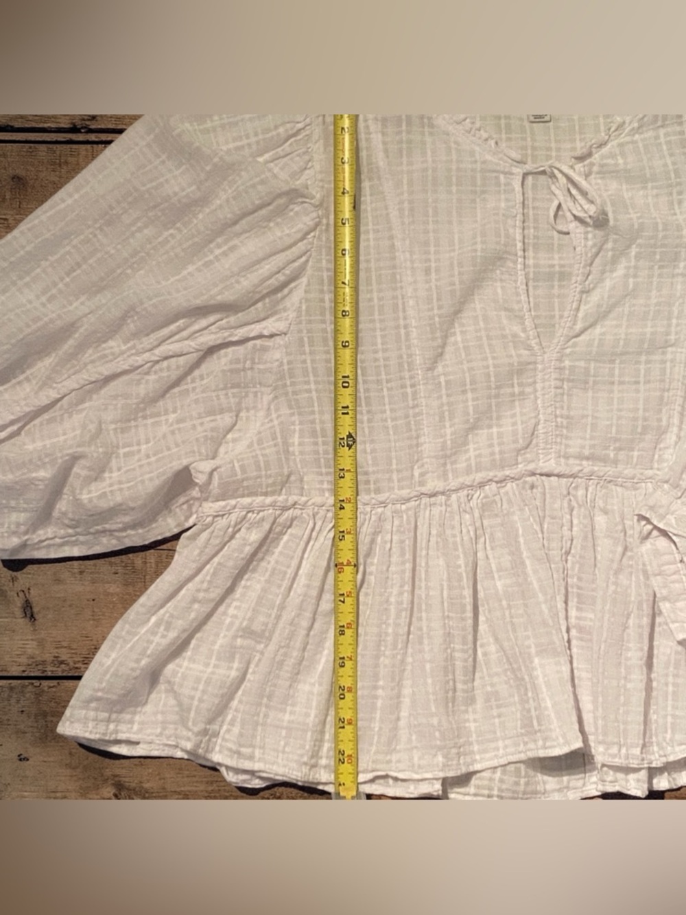 American Eagle Outfitters White Peasant Tie-Neck Blouse - Picture 8 of 9